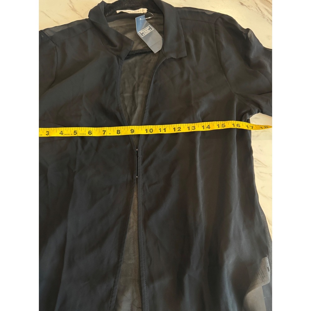 Abercrombie & Fitch Womens Sheer Long Sleeve Blouse Black Hook Eye - Picture 4 of 6
